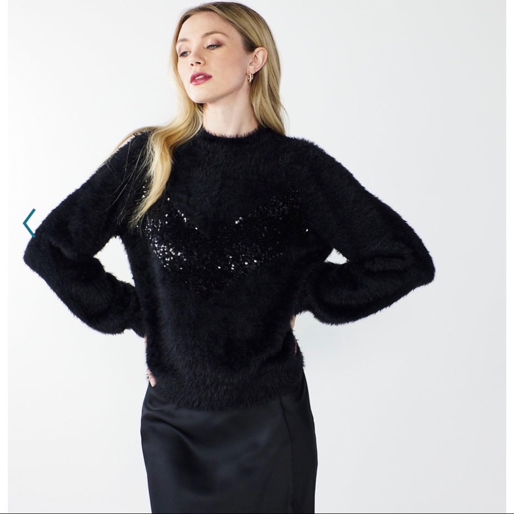 NWT Cara Santana x Nine West Sequin Sweater Black Size XXL